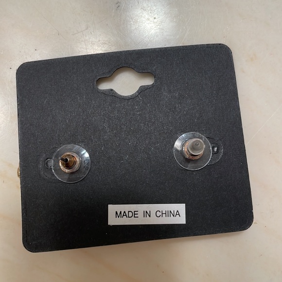 Nicole Miller Gold and Stone Stud Earrings - Picture 2 of 4